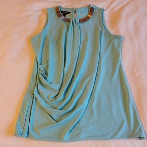 Alfani teal sleeveless beaded top - Women's Small